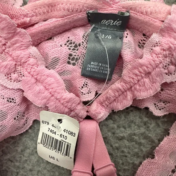 NWT‎ Aerie Lace Bralette Pink Unlined Romantic Racerback Women's Large - Image 3