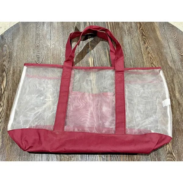 FSU Florida State Seminoles Vintage Old School Logo Garnet/Clear Mesh Tote Bag - Image 5