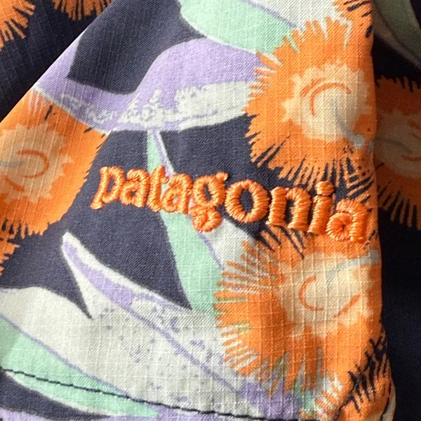 Patagonia Baggies Board Shorts‎ Floral Print Swim Trunks Orange Blue Size 14 - Image 10
