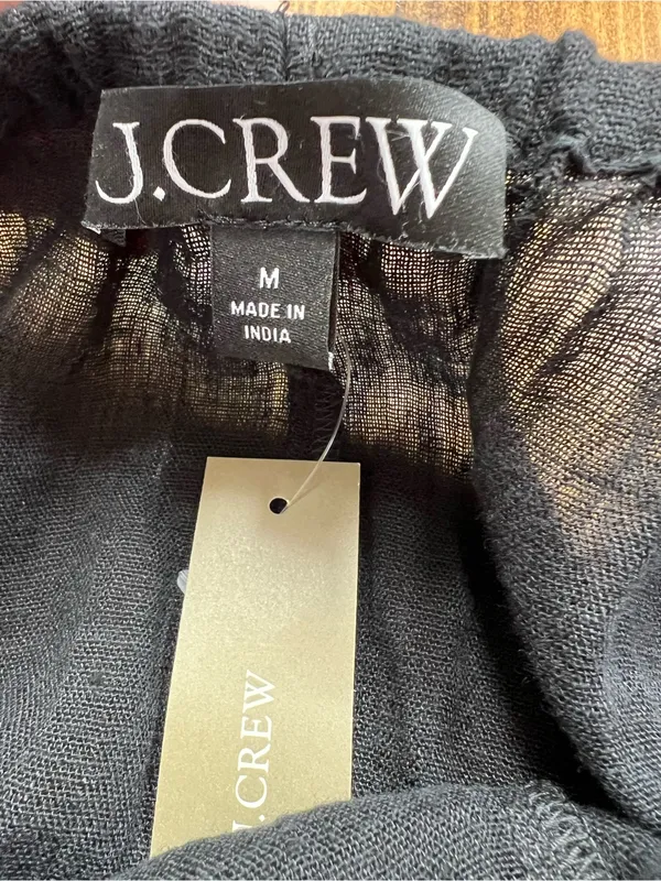 J. Crew Beach pant in Hampton linen-blend Black Size Medium NWT - Image 8