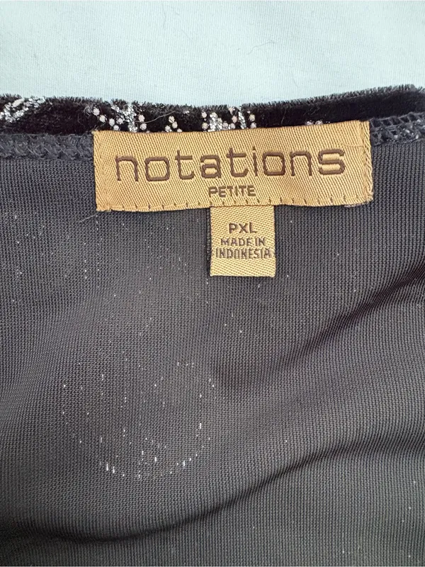 Notations Petite PXL Black Velvet Silver Paisley Floral Shimmer Cardigan - Image 12