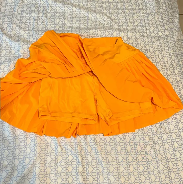 aerie Vibrant Orange Pleated Mini Skirt - Image 3