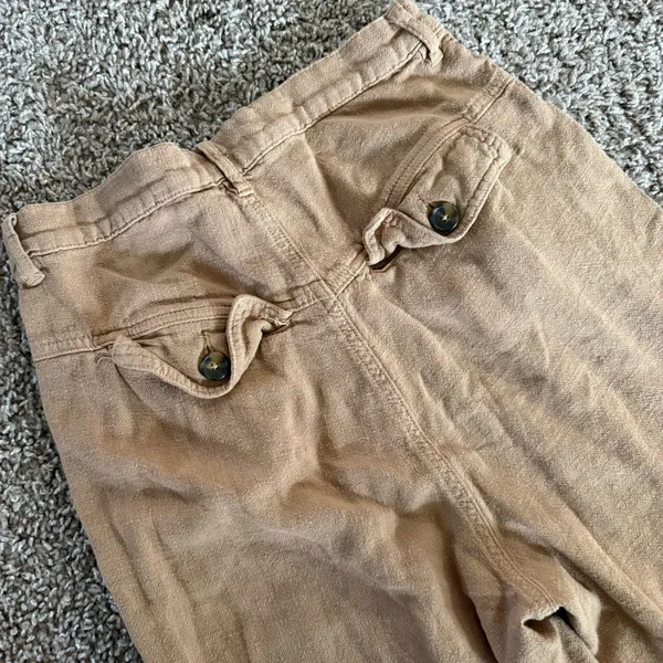 Free People Faded Love Sandstorm/Tan Linen Blend Trousers Women’s 25 - Image 5