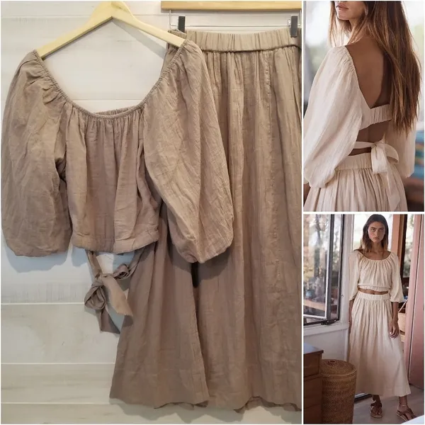 {XL} Free People Endless Summer Forever Mood Skirt Set Taupe - Image 3
