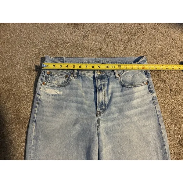 American Eagle High Rise Distressed Straight Jeans Light Wash No Tags Waist 32 - Image 6