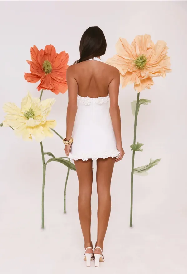 Hello Molly Field of Petals Halter Mini Dress - Image 4