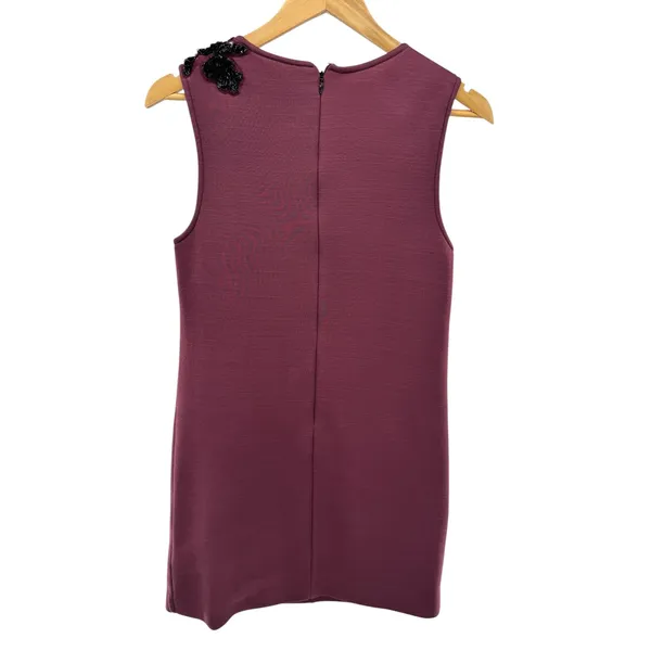 Dhruv Kapoor 3D Floral Applique‎ Mini Dress XS Burgundy Sleeveless Embellished - Image 6
