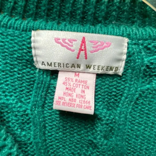Vintage ☘️American Weekend green size M Ramie cotton sweater. Hong Kong - Image 3