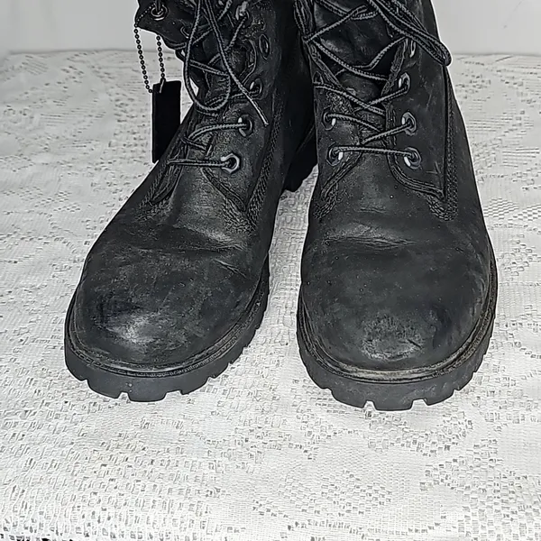 Timberland 6" padded collar waterproof black suede leather boots sz 7.5 - Image 4