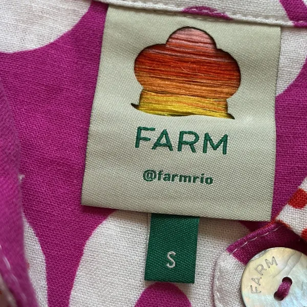 Farm Rio Pink Red Giant Daisy Floral Linen Blend Button Down Shirt Small - Image 4