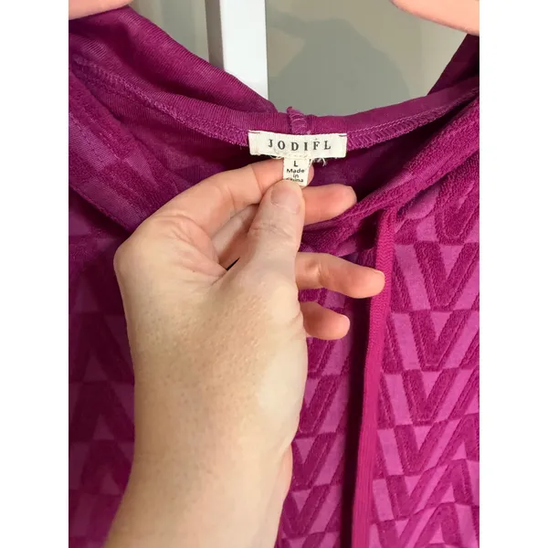 Jodifl Magenta Textured Hoodie Pullover Kangaroo Pocket‎ Size L Cozycore - Image 5