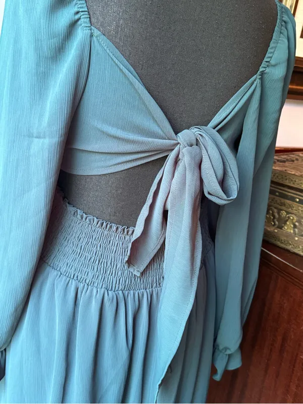 Exlura Women's Teal Long-Sleeve Empire Waist Dress large nwt - Image 5