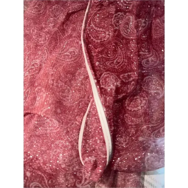 Free People Amelia Mesh Burgundy Paisley Shimmer Head Scarf(One Size) - Image 4