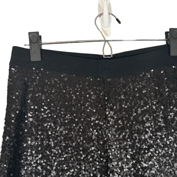 Bisou Bisou Black Metallic Sequin Skinny Ankle Dressy Legging Pants Women Sz M - Image 6