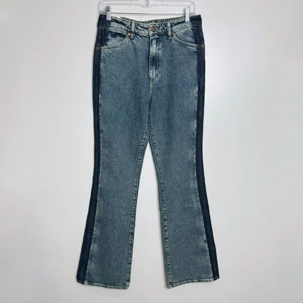 NWT Wrangler Westward 626 Two‎ tone ColorBlockHi Rise Bootcut Jeans Size 28 × 34 - Image 3