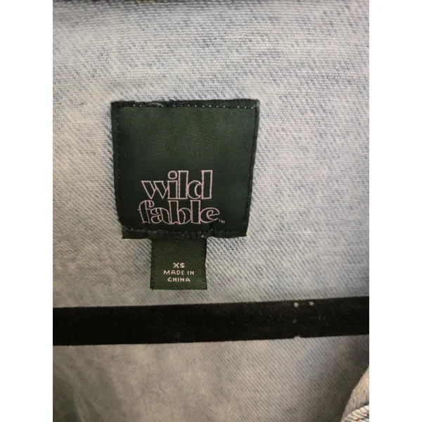 Wild Fable Beaded Pearl Starfish Jean Jacket Blue Acid Wash Trucker S-XS Womens - Image 3
