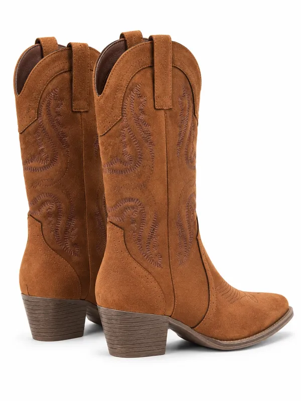 Sugar Tammy Western Cowboy Boots Women’s 7 Brown Embroidered Pointed Toe - Image 2