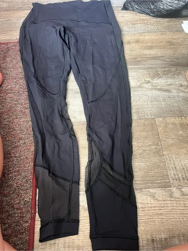 Lululemon Black Mesh-Panel High-Waist Leggings - Image 6