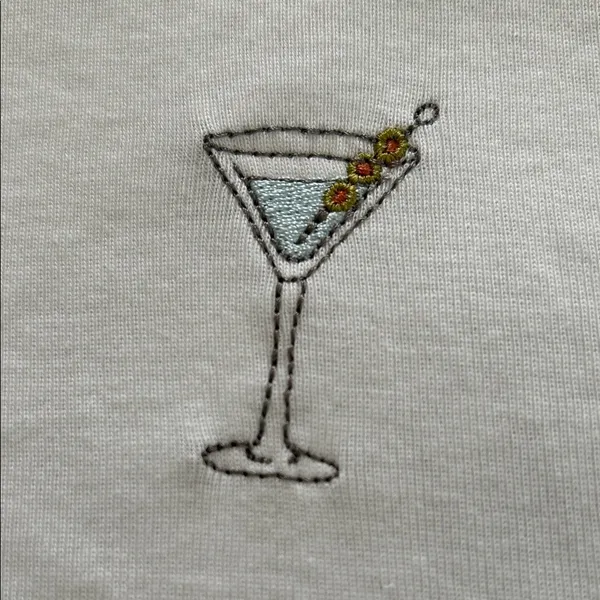 White T-Shirt with Martini Glass Print - Image 5
