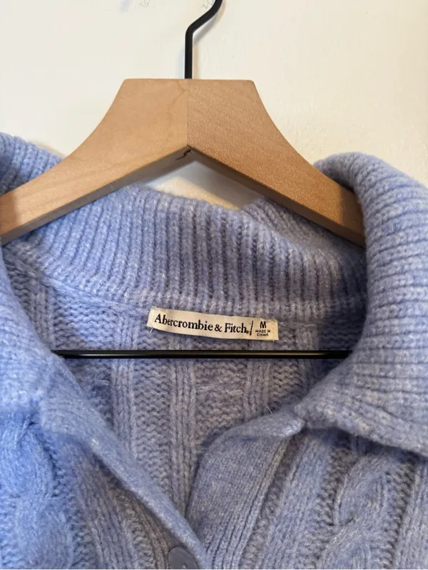 Abercrombie and Fitch Oversized Cable‎ Knit Collared Sweater - Image 3