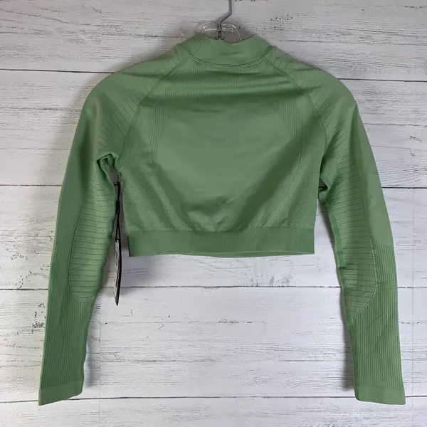 Alphalete Shirt Womens Small Green Cropped Long Sleeve Athletic Stretch Gym Top - Image 2
