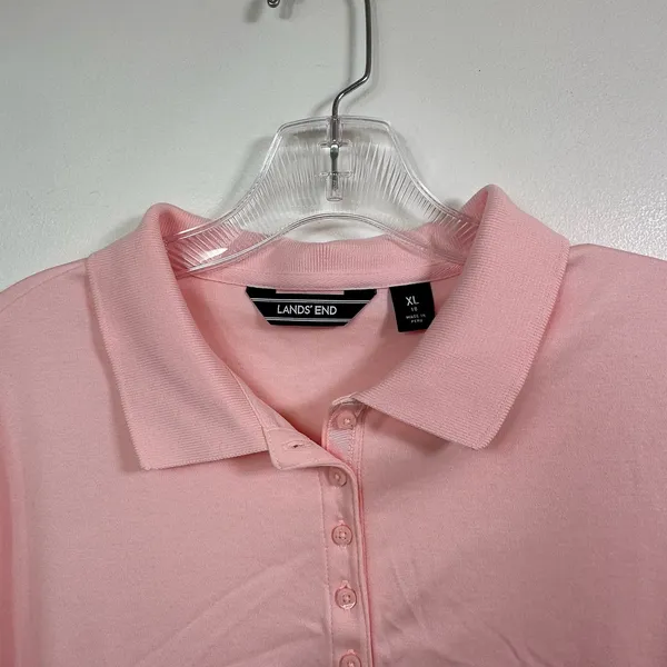 Lands End Womens XL 18 Pink Pima Cotton Short Sleeve Polo Shirt Classic Top - Image 5