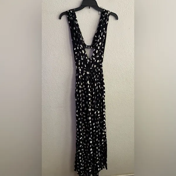 ASOS Front Slits Back Cut Out Black and White Patterned Maxi Beach Dress 2 - Image 4