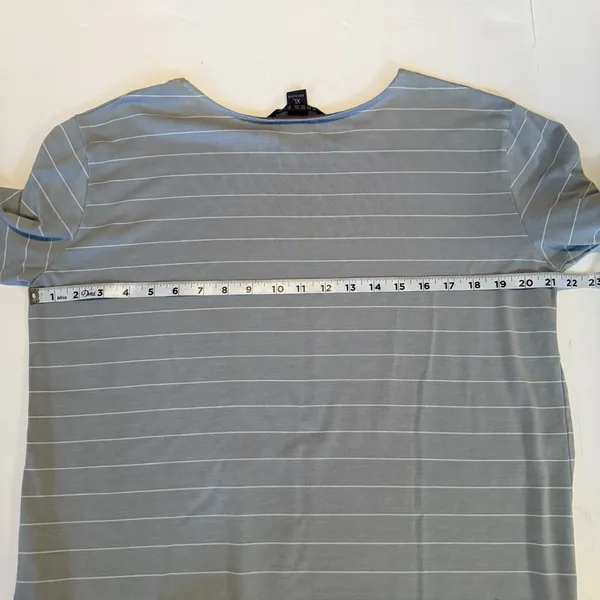 FREE FLY Bamboo Top Women Sz XL Pullover‎ Shirt Blue Gray Striped Casual Stretch - Image 7