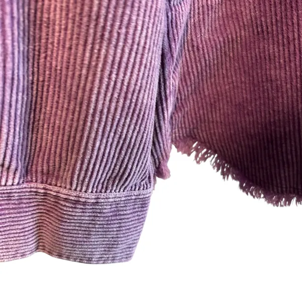 la miel Corduroy Shacket SZ M Purple Button Down Raw Hem Pocket Wide Wale Jacket - Image 10