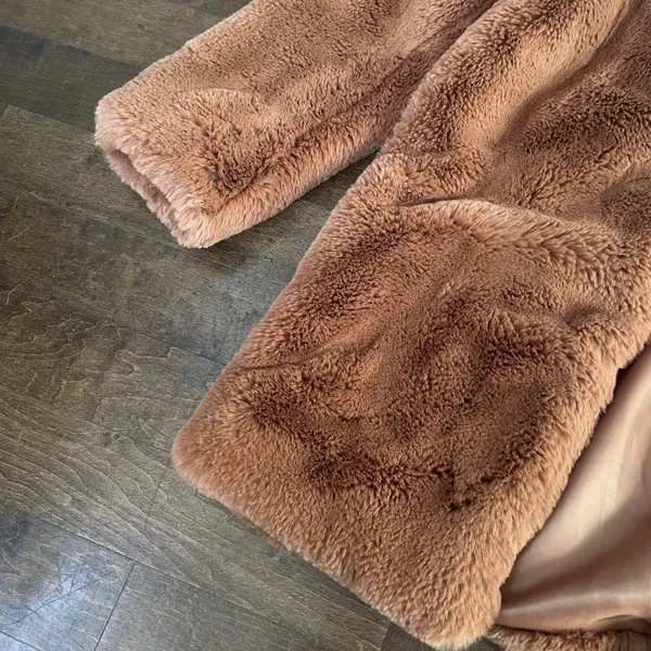 Zara outerwear soft brown fluffy faux fur coat jacket - Image 5