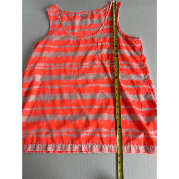 Gap‎ Sz L Orange White Tie Dye Tank Top Shirt Chest Pocket Sleeveless - Image 5