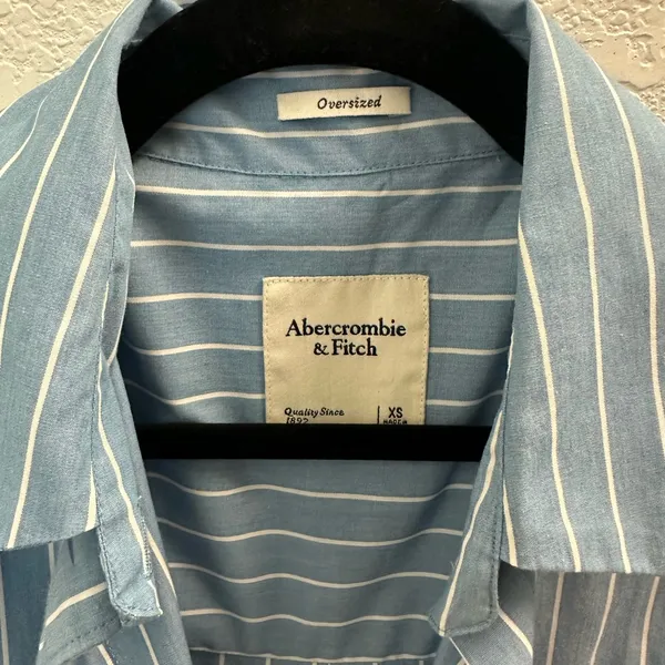 Abercrombie & Fitch Blue Striped Button Down Shirt - Image 2