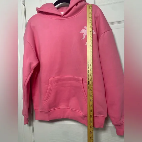 Pink Palm Puff Hoodie Sweatshirt Hawaii Hibiscus Women's Pink Size Small - Image 9