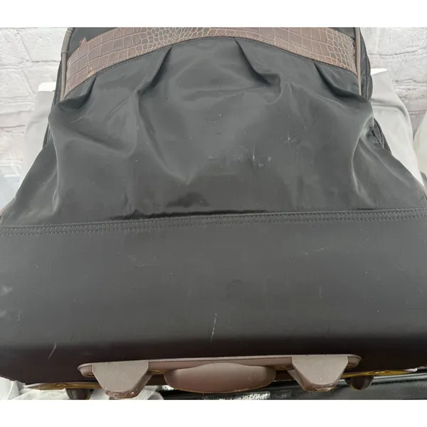 VTG Brighton Black Bag Brown Leather Accents Wheeled Carry-On Luggage 21" - Image 16