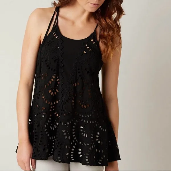 Intimately Free People Starry Eyelet Whimsigoth Boho Bow Preppy Festival Tank XS - Image 3