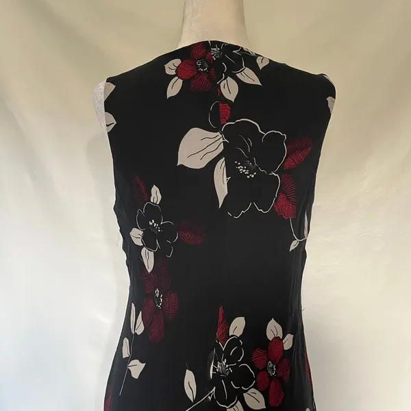 Vtg Y2K Maggy London 100% Silk Dress Sz 12 Asymmetric Maxi Goth Romantic Sheer - Image 8