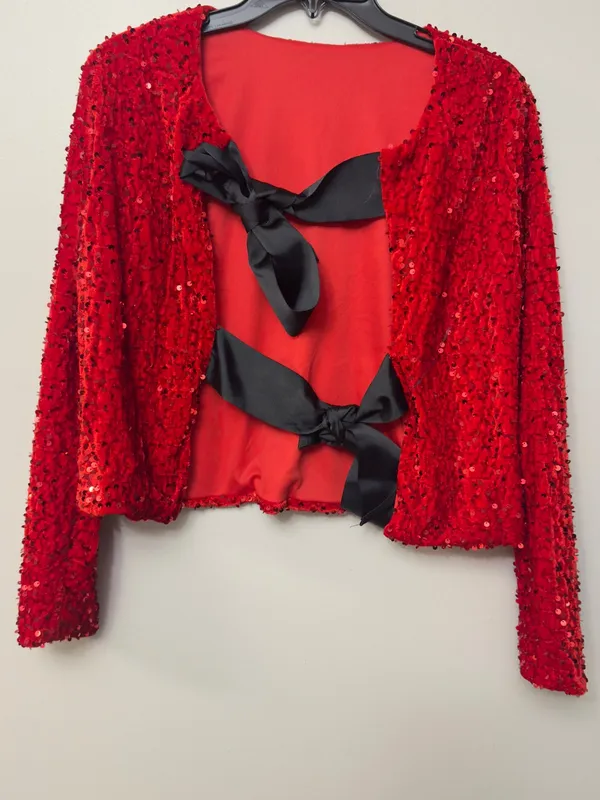 Source Unknown NWOT Red Sequin Bow-Tie Crop Jacket - Women's Sz Med - Image 3