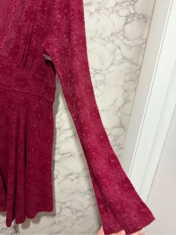 NWT Free People All Yours Mini Dress In Red Plum Size Large - Image 7