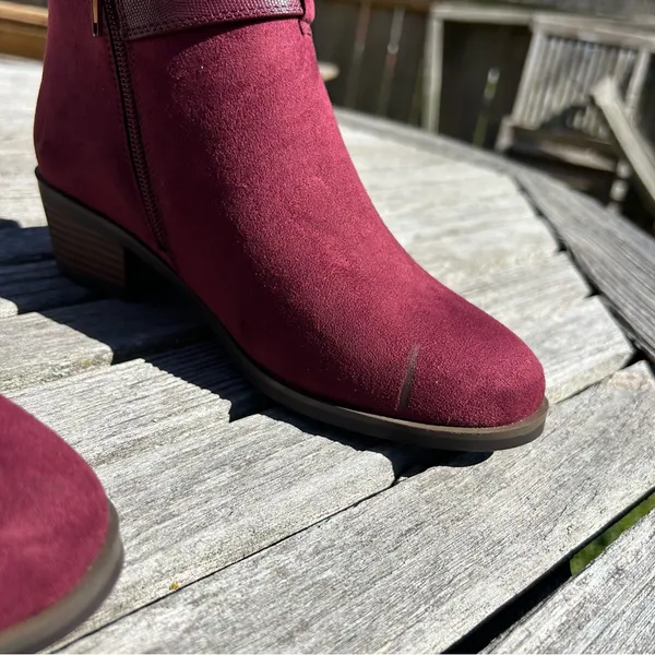 Market & Spruce Burgundy Faux Suede‎ Odeya Bootie Inner Ankle Zipper size 6 wide - Image 8