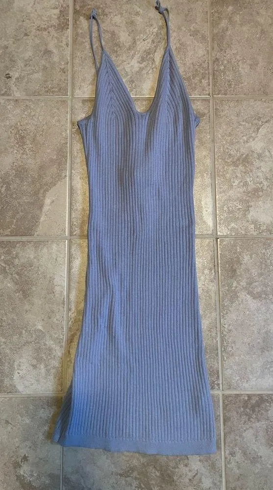 Free People Size Small Bodycon fitted ribbed mini Dress Blue - Image 2