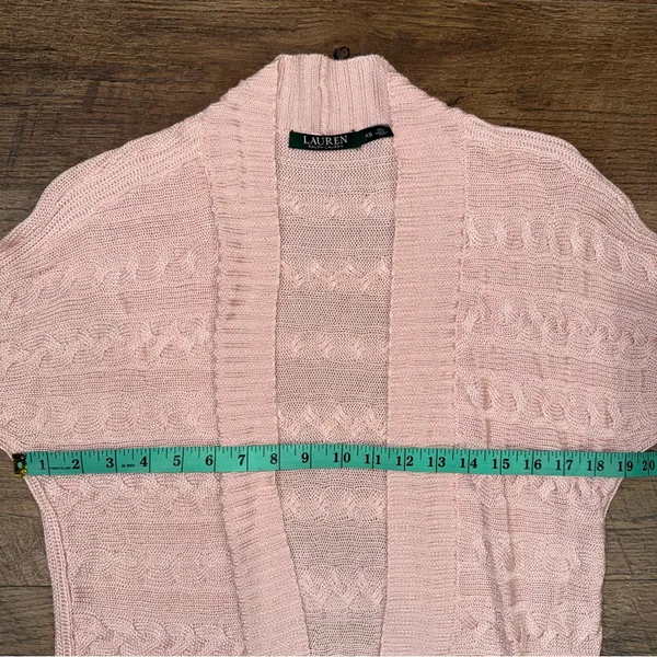 Lauren Ralph Lauren Pink Cable Knit Open Front Cardigan - Image 9
