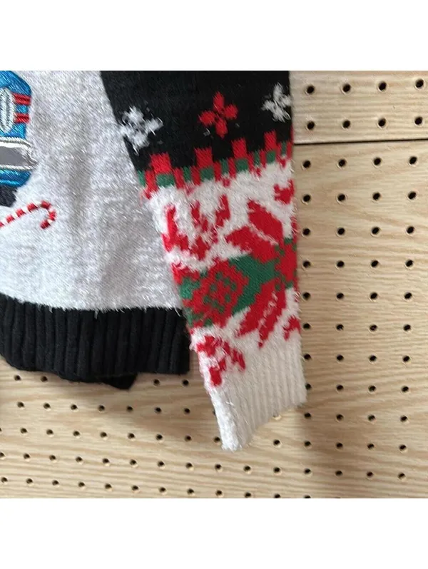 Holiday Time Christmas Santa And Elves Retro Ugly Tacky Sweater Glitter Quirky - Image 4