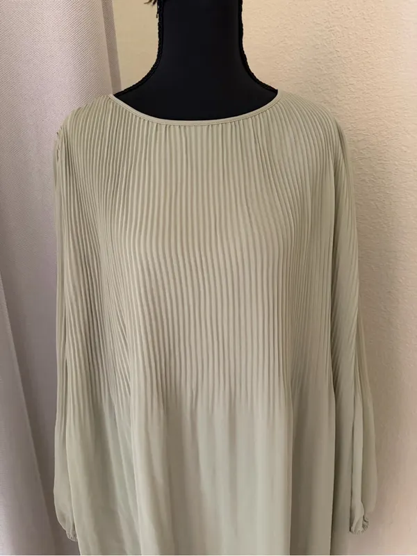 Aritzia Wilfred Daydreamer Pleated Chiffon Mini Dress Sage Green 2XL - Image 4
