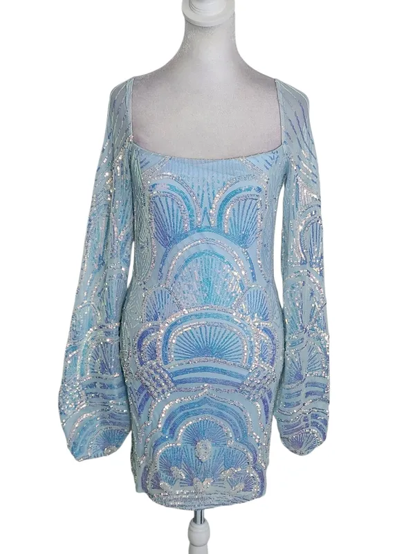 Velvi Light Blue Sequin Cocktail Dress Size Small Homecoming Dress - Image 2