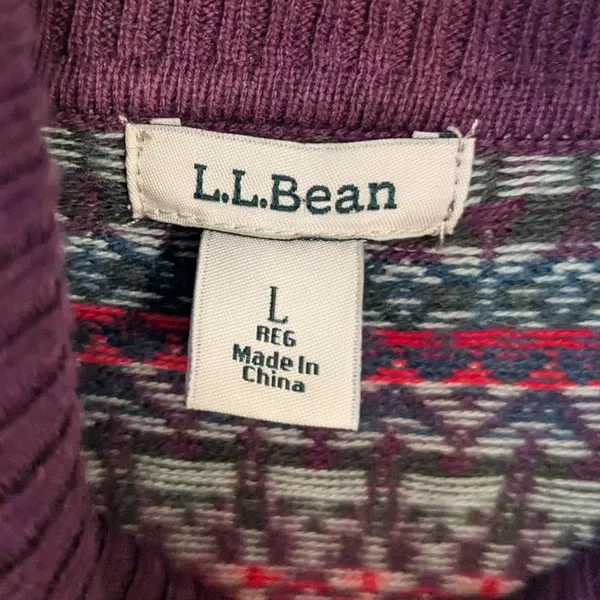 LL Bean Fair Isle Cotton Cashmere Turtleneck Sweater LRG Cabin Cozy - Image 8