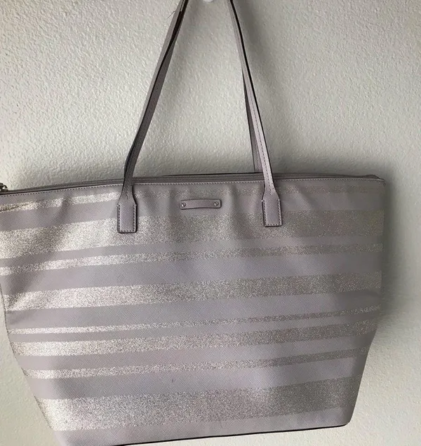 Kate Spade Silver and Gray Shimmery Tote - Image 3