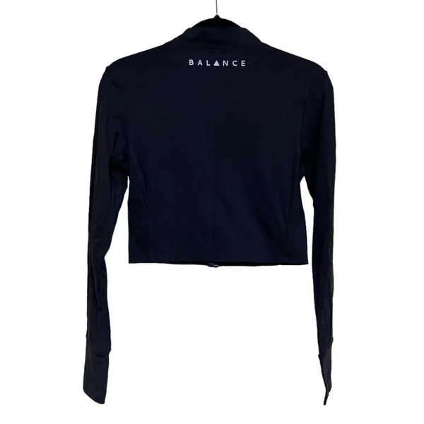 Balance Athletica The Elevate Cropped Zip Dire Wolf Top Black Women’s Size Large - Image 2
