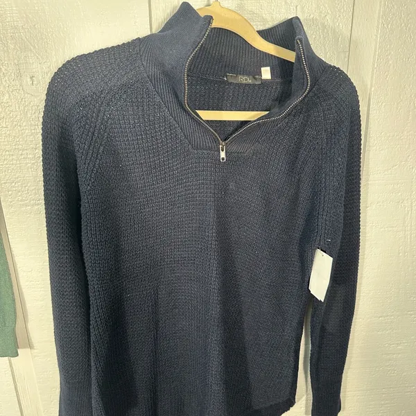 RDI Navy Blue Quarter Zip Sweater Size Small NWT - Image 5