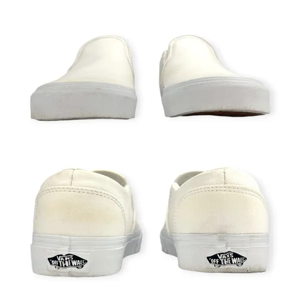 VANS | US Women Size 9 | Classic Asher White Canvas Slip-On Skate Shoes 721356 - Image 6