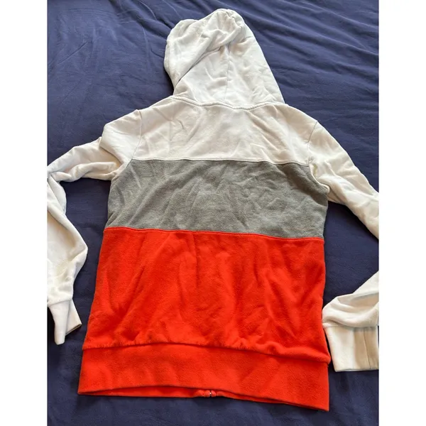 Victorias Secret PINK Full Zip Hoodie XS Red/Orange Colorblock Sweatshirt - Image 9